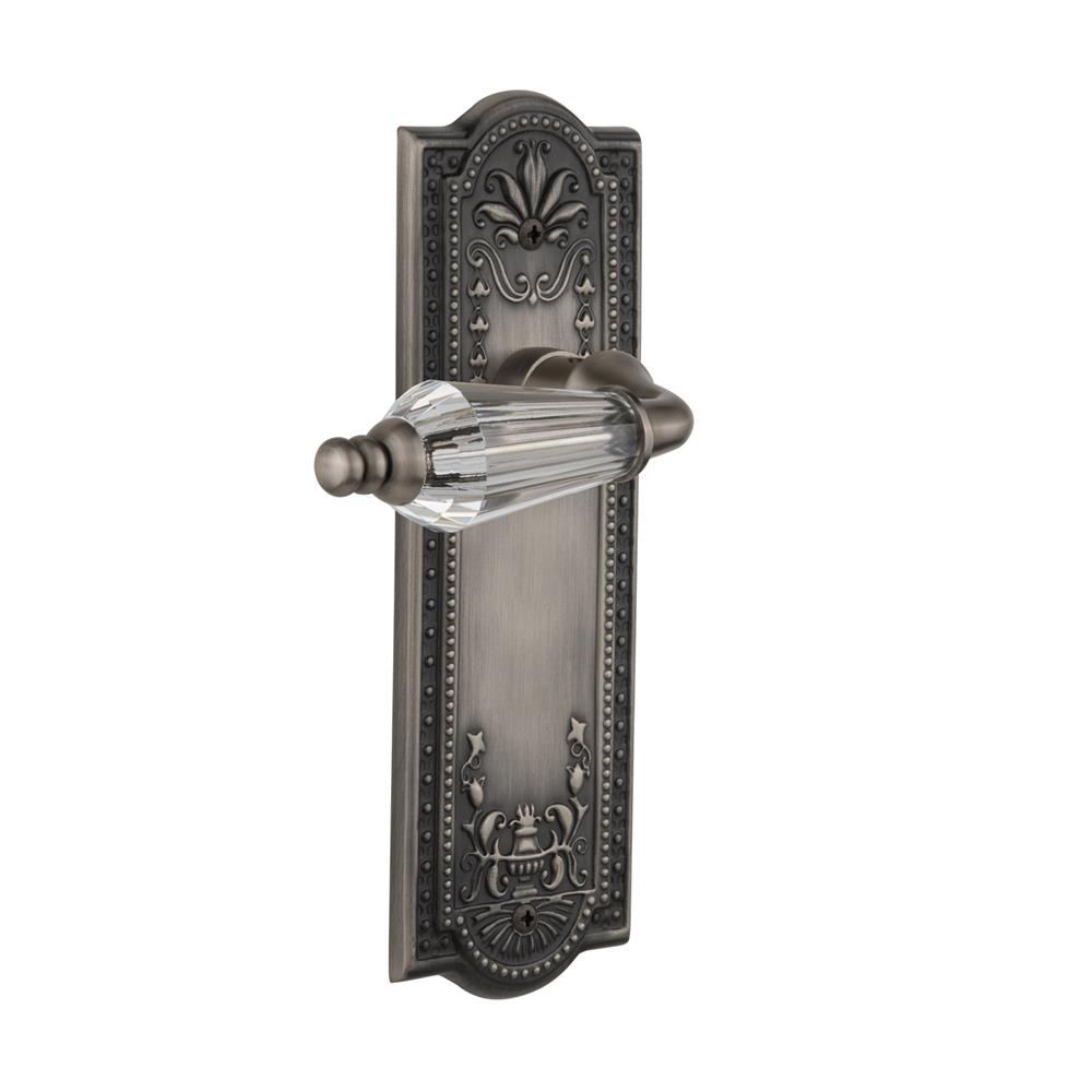 Nostalgic Warehouse MEAPRL Full Passage Set Without Keyhole Meadows Plate with Parlour Lever in Antique Pewter